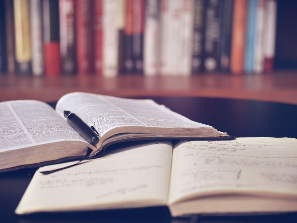 Open book used for research and study